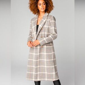 Buddy love trench coat, grey plaid